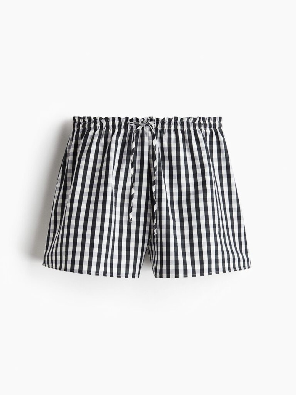H&M Black and White Gingham Elastic Waist Shorts NWT